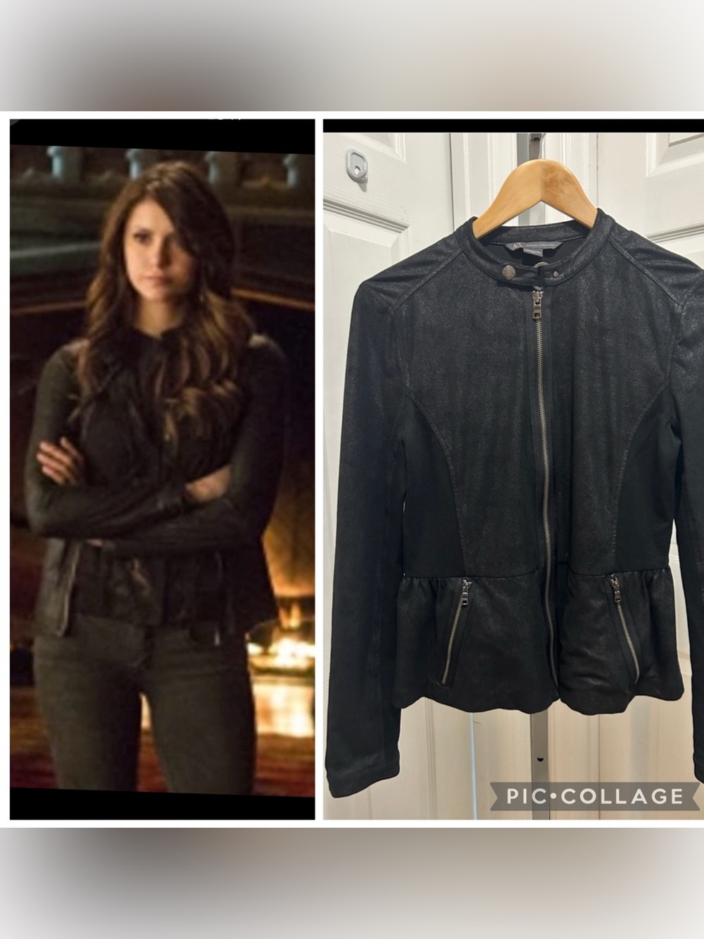 EUC Black Peplum Panel Jacket ASO The Vampire Diaries Nina Dobrev Large Goth